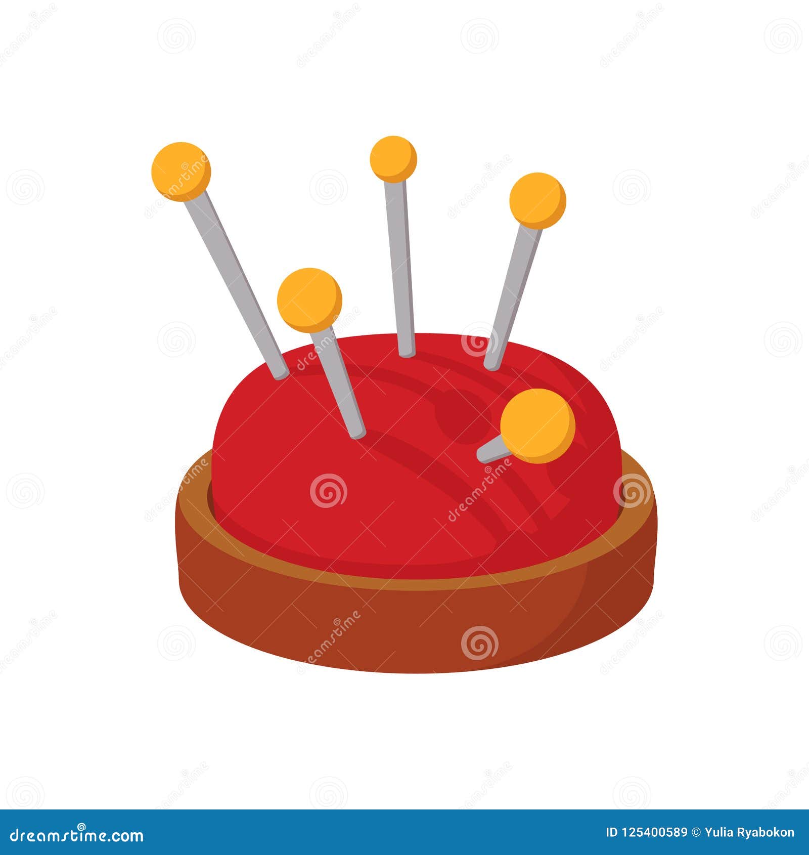 Red Pin Cushion With Pins Cartoon Icon Stock Illustration