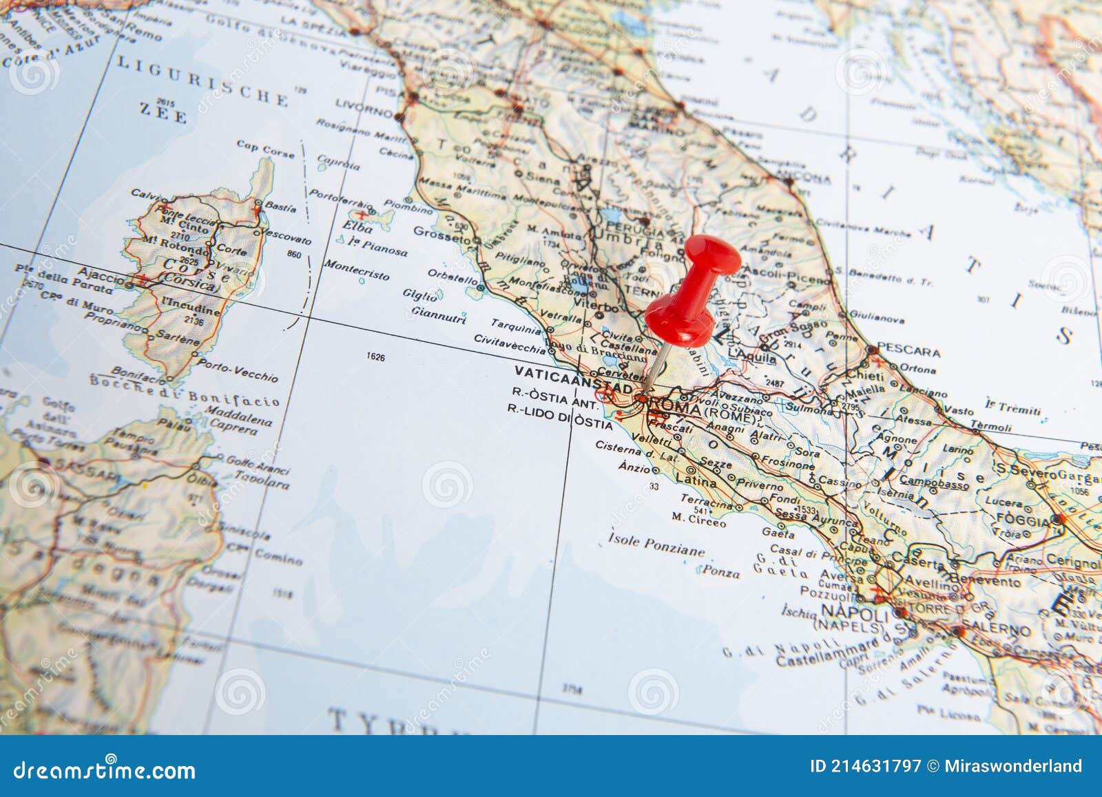 red pin in a map of the italy pointing out vatican city as a concept for a desitnation one wishes to go to or has visted already
