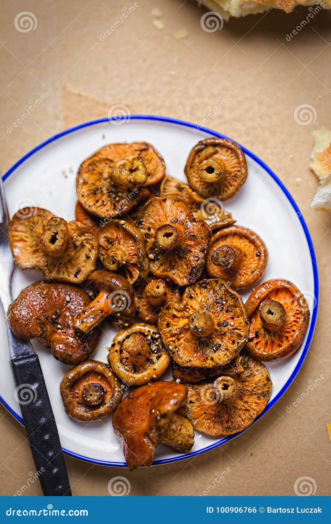 Red Pine Mushroom. Saffron Milk Cap. Fried Mushrooms. Stock Photo