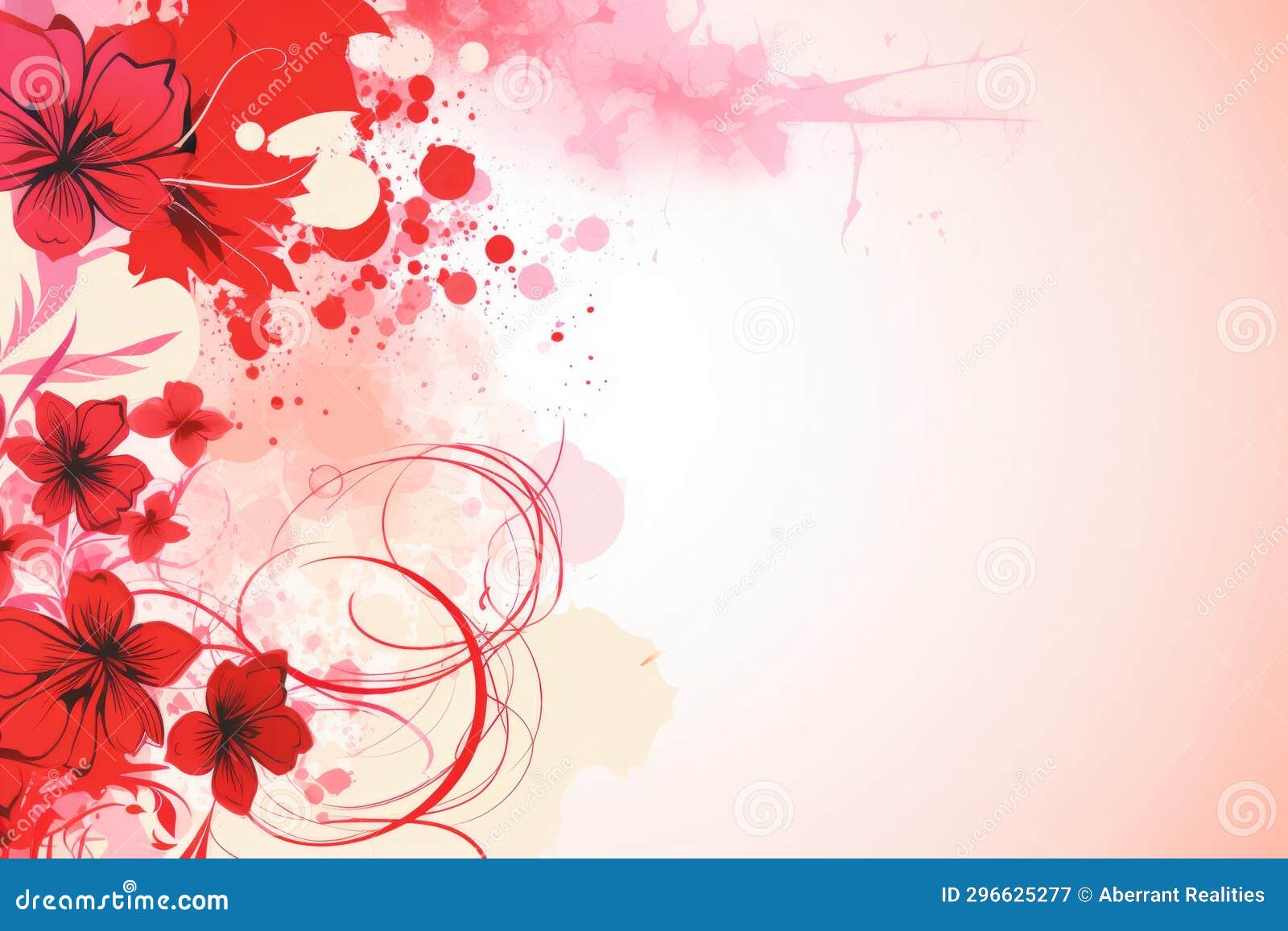A Red and Pink Floral Design on a White Background Stock Illustration