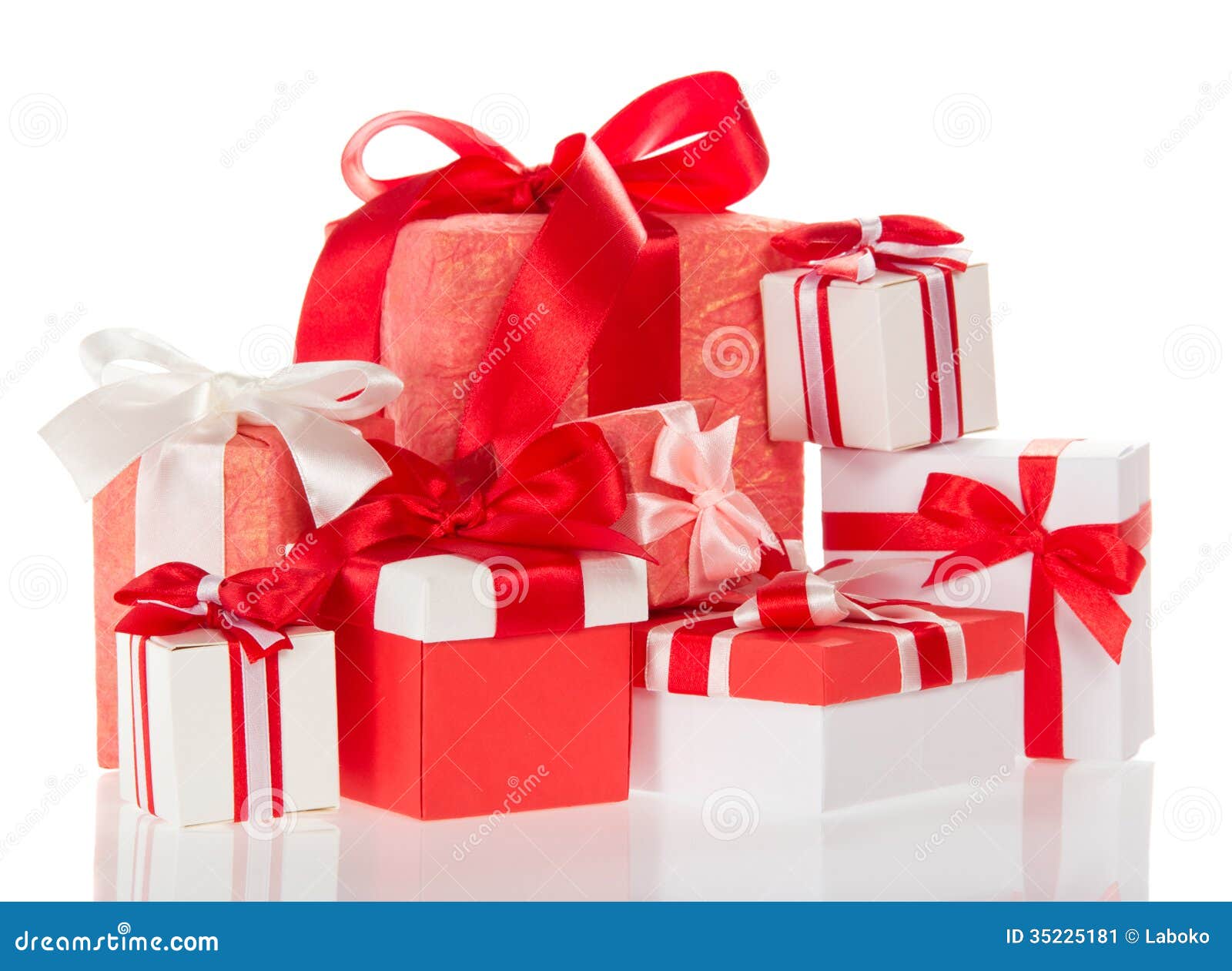 Red and Pink Gift Boxes of Different Size Stock Image Image of