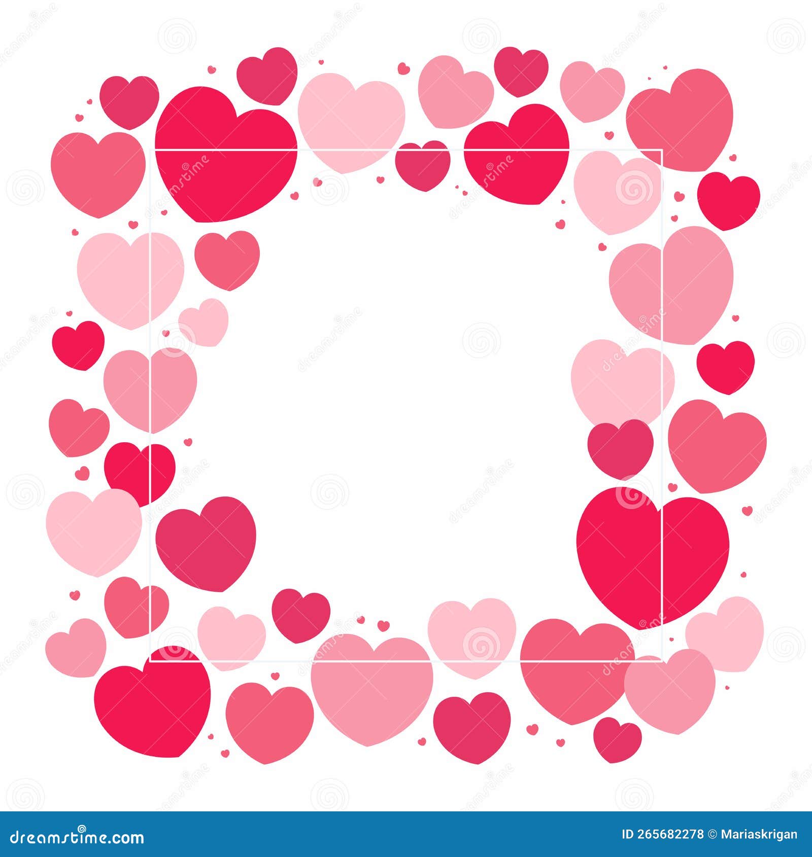 Red Pink Hearts Valentines Day Frame Background Stock Vector