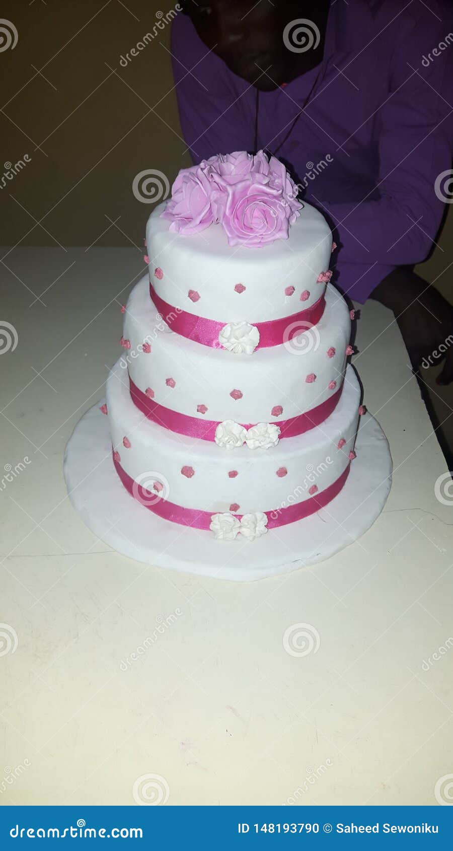 Red Pink and White Step Cake Stock Photo - Image of white, pink ...