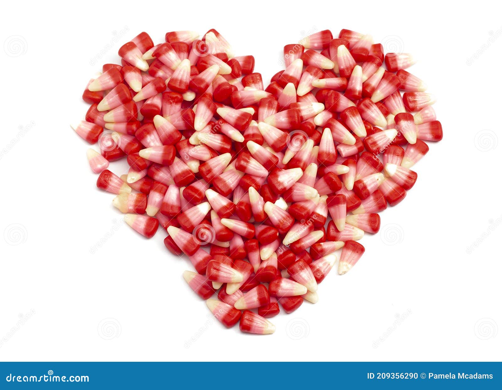 Red Pink and White Valentines Day Candy Corn on a White Background