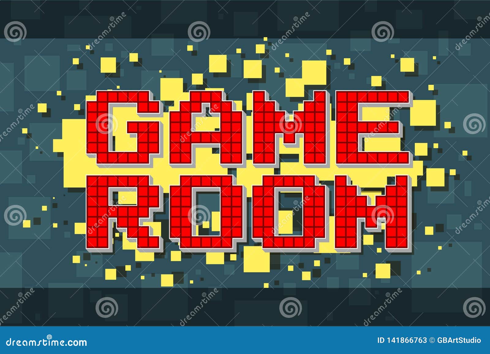 Red Pixel Retro Game Room Button For Video Games Stock Vector Illustration Of Decorative Navigation 141866763