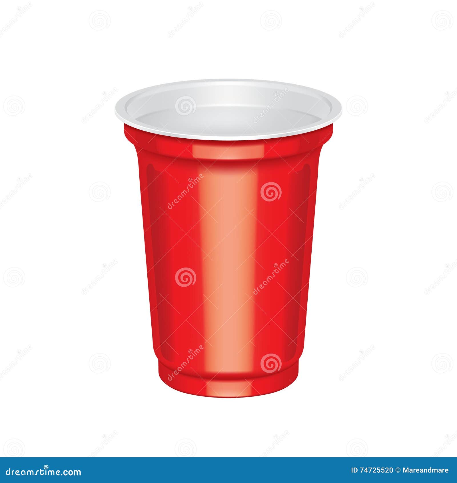 Red Plastic Party Cups Set Isolated On White Background Stock