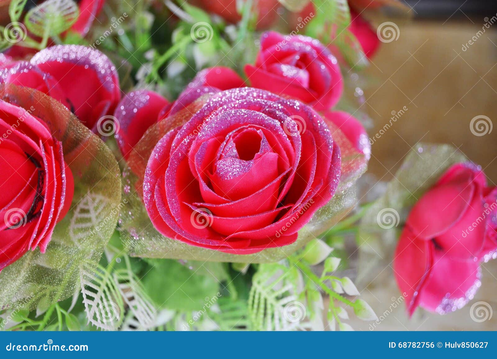 Red plastic roses stock photo. Image of bridal, closeup 68782756