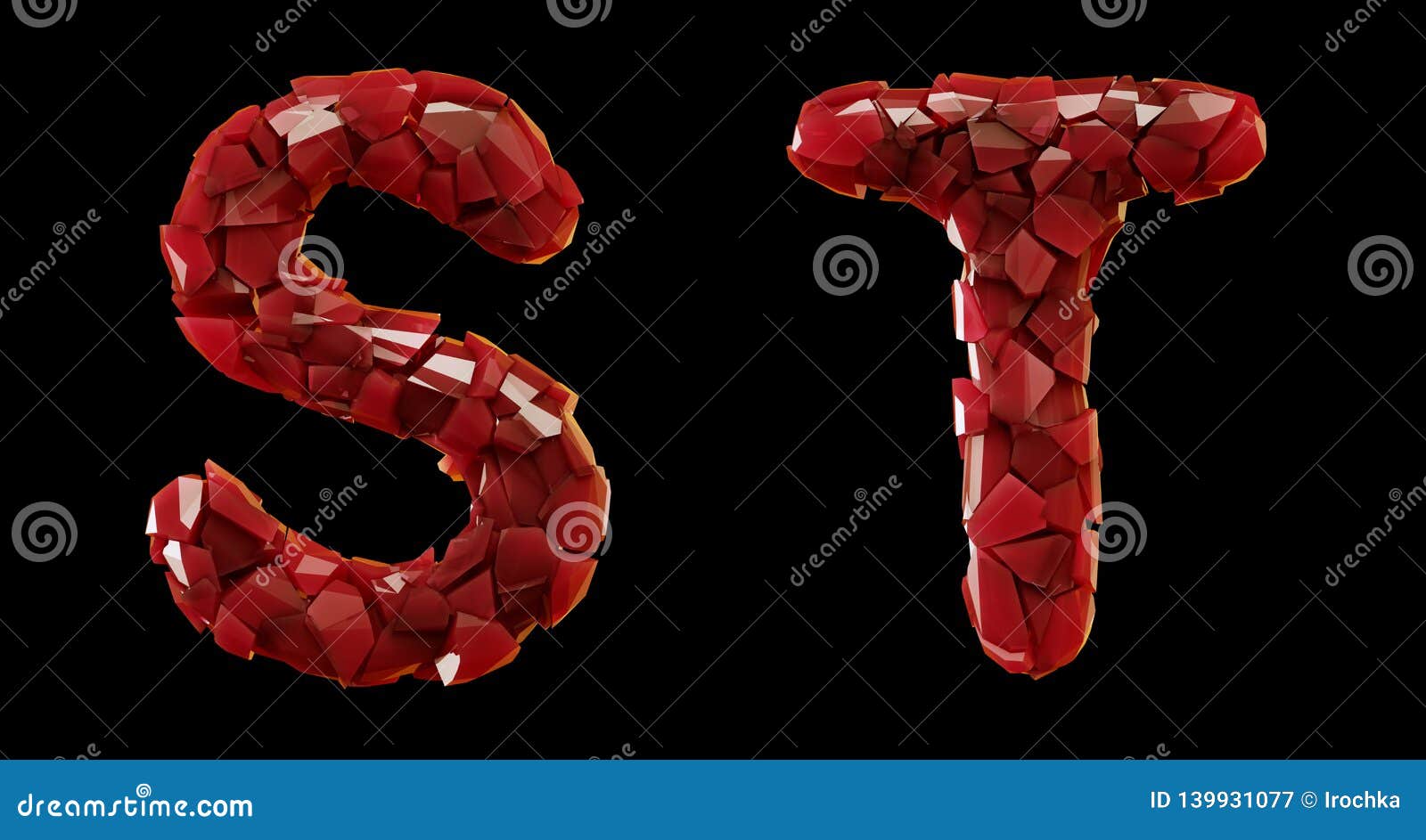 Red Plastic Set S T Made Of 3d Render Plastic Shards Red Color