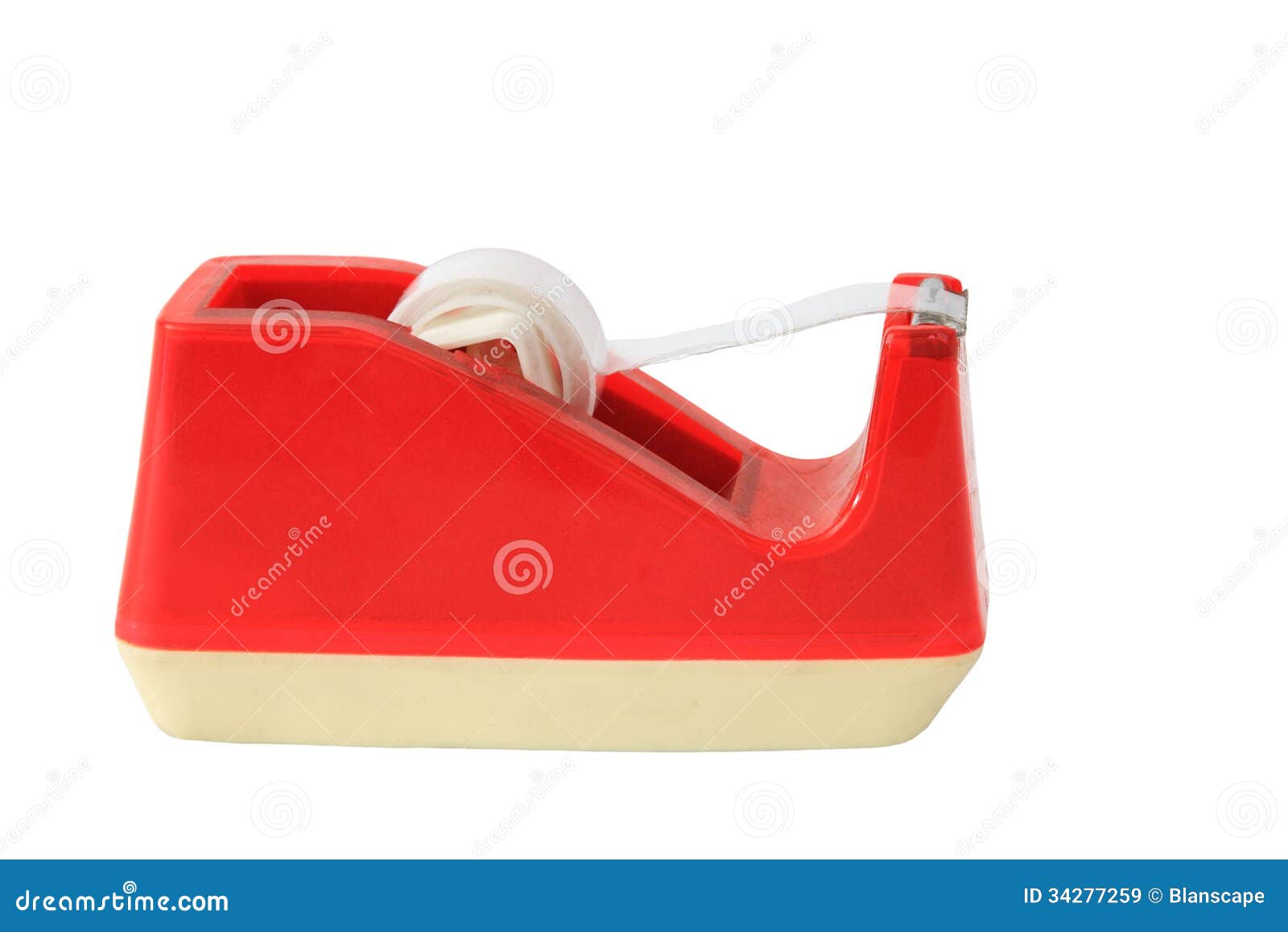 Red Plastic Tape Dispenser Isolated Stock Image Image of clear