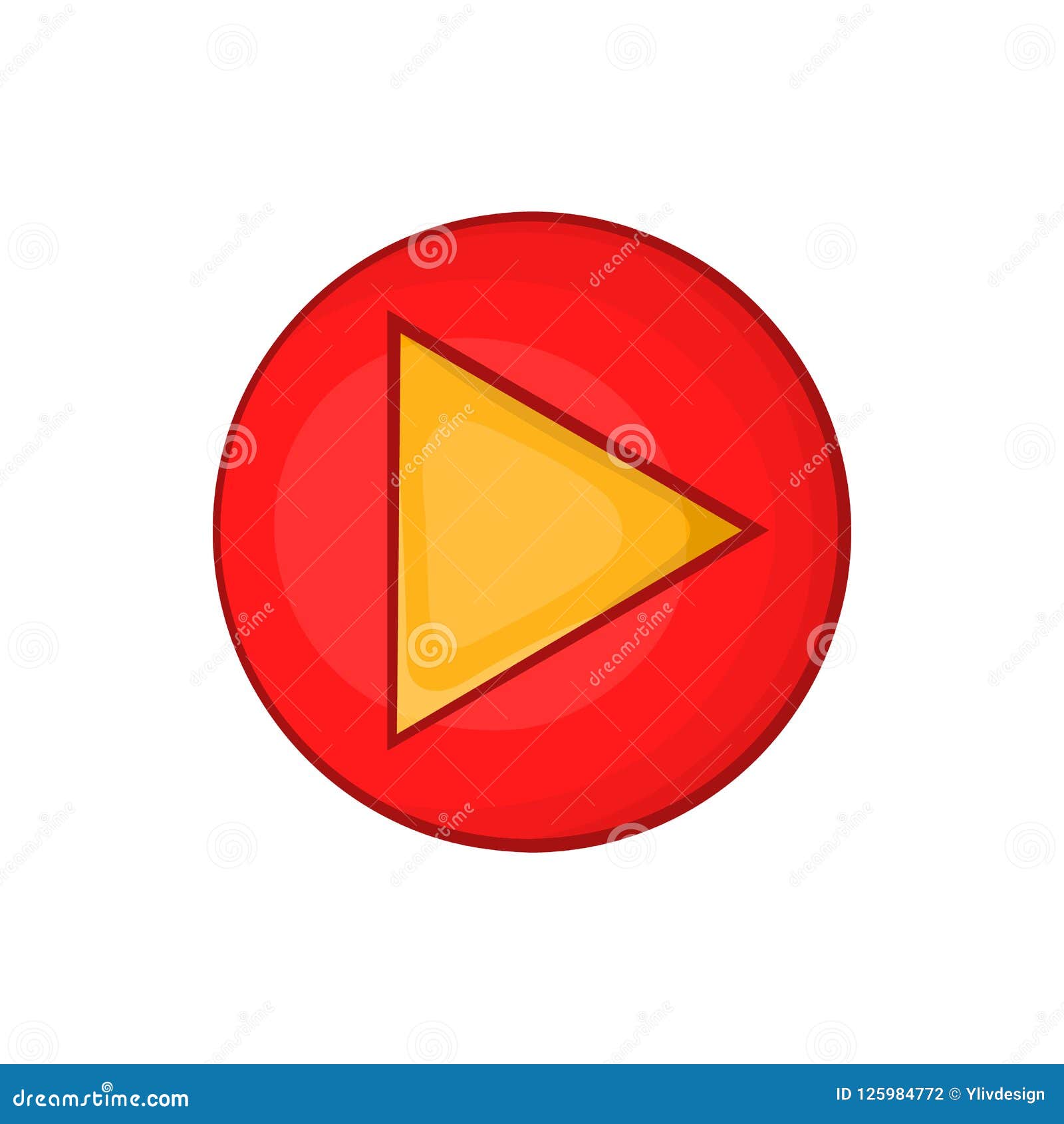 Red Play Button Icon In Cartoon Style Stock Illustration Illustration
