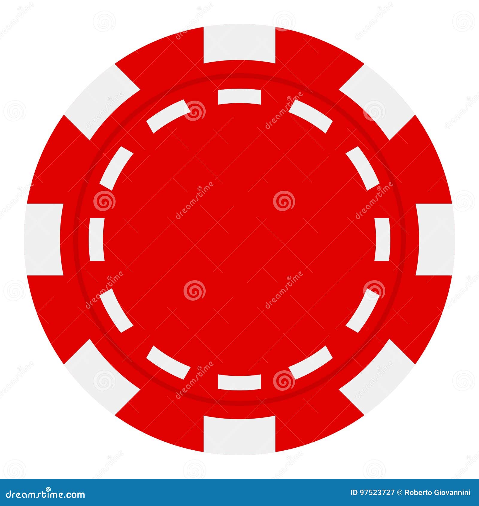 red poker chip flat icon  on white