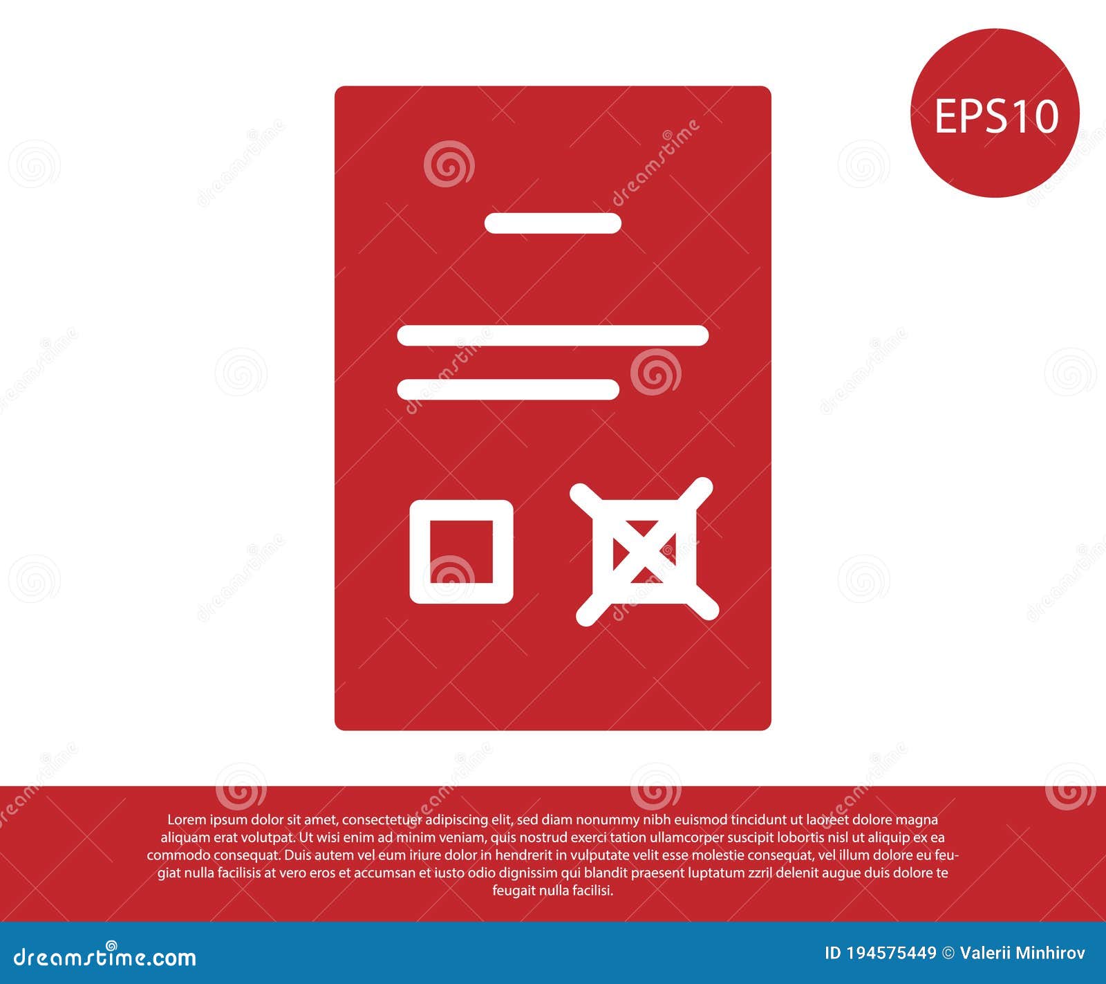 red poll document icon  on white background. 