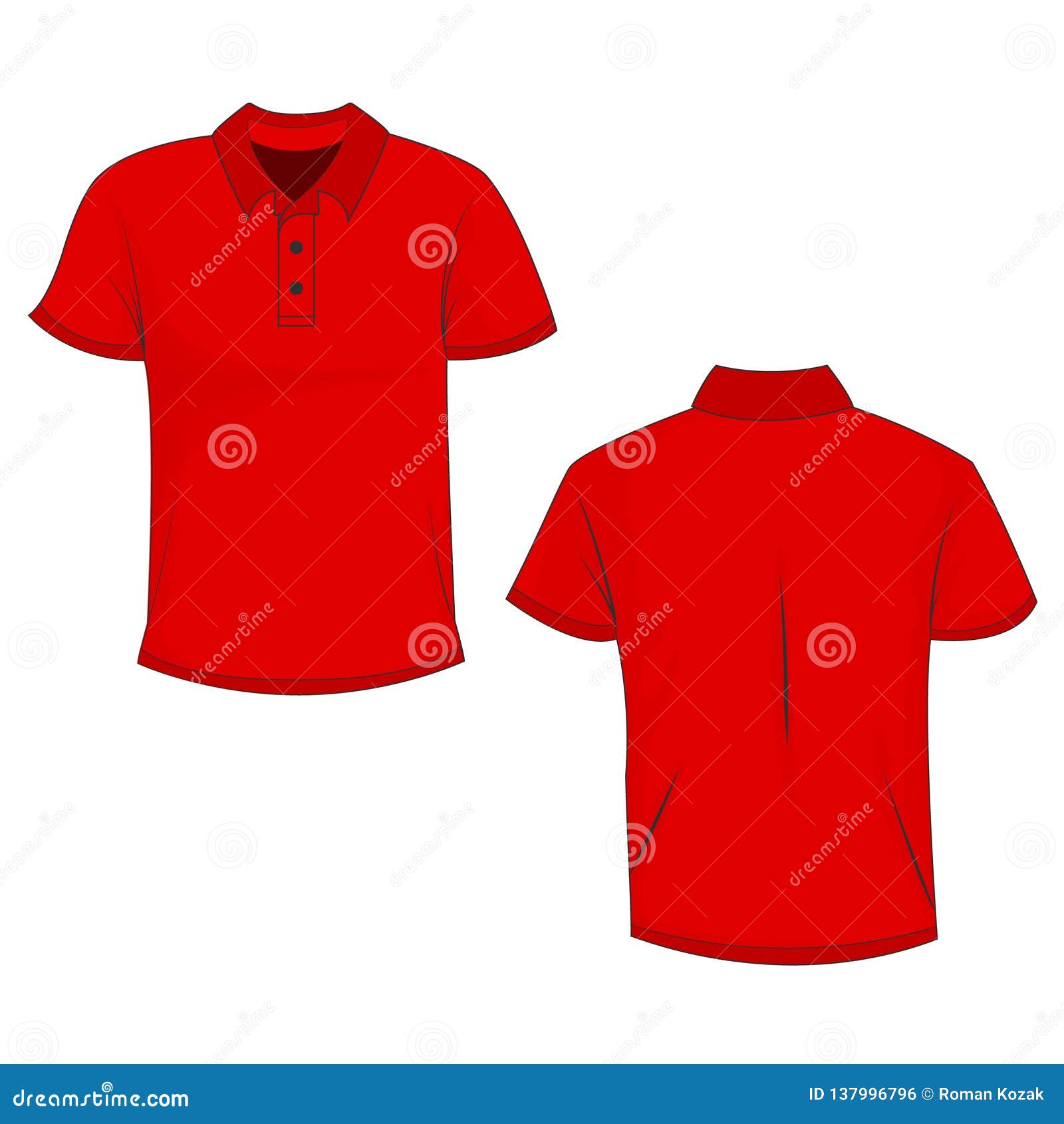 Download Red Polo T-shirt Mock Up/template, Front And Back View, Isolated On White Background Stock ...