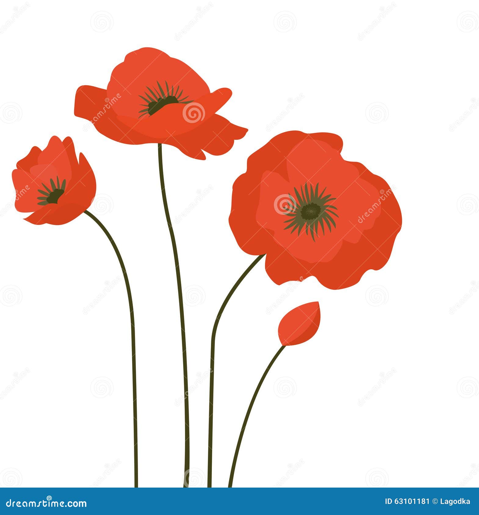 Red poppies. stock vector. Illustration of flower, pattern - 63101181