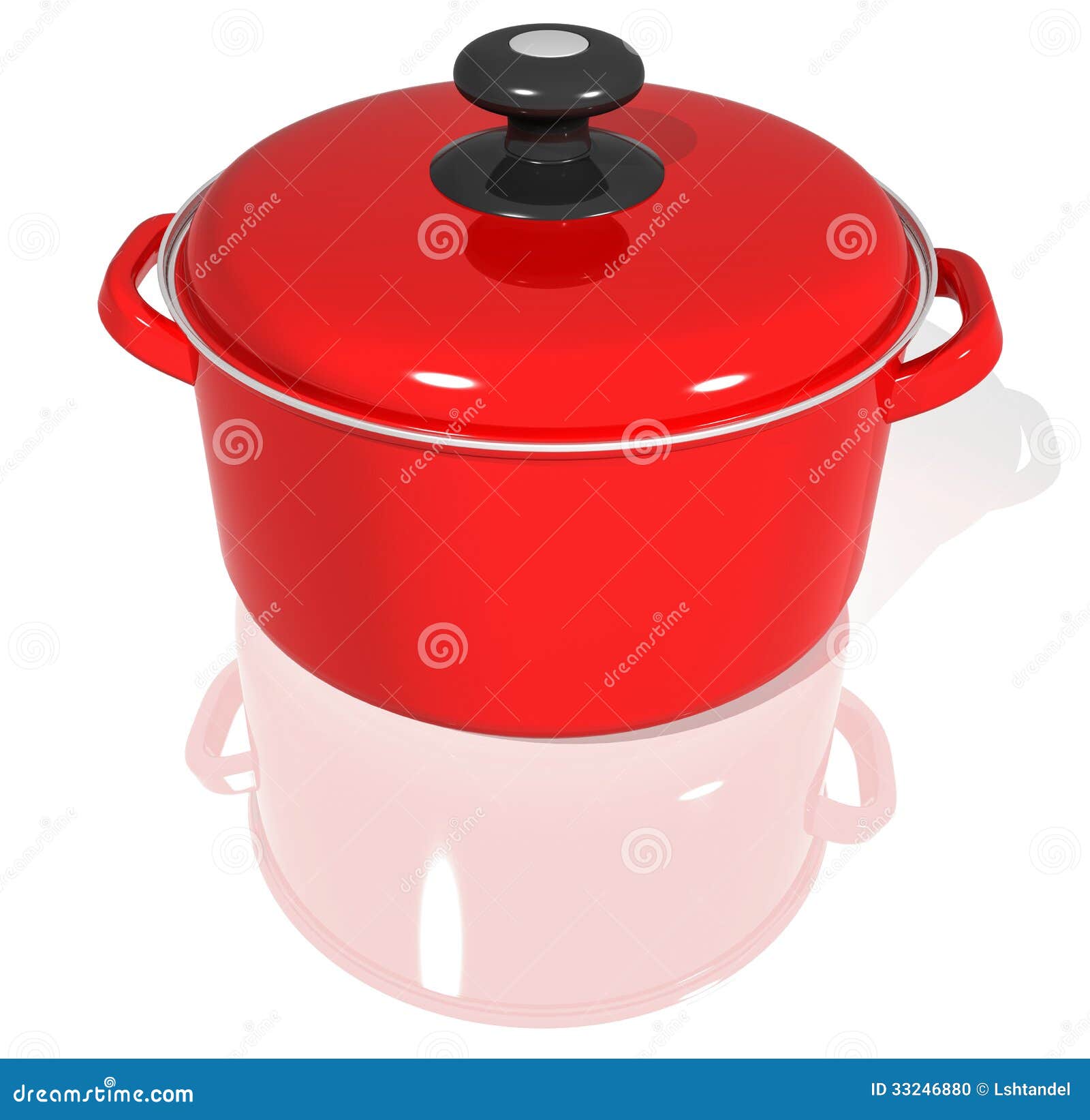 Red Pot with Lid on White Background Stock Illustration - Illustration ...