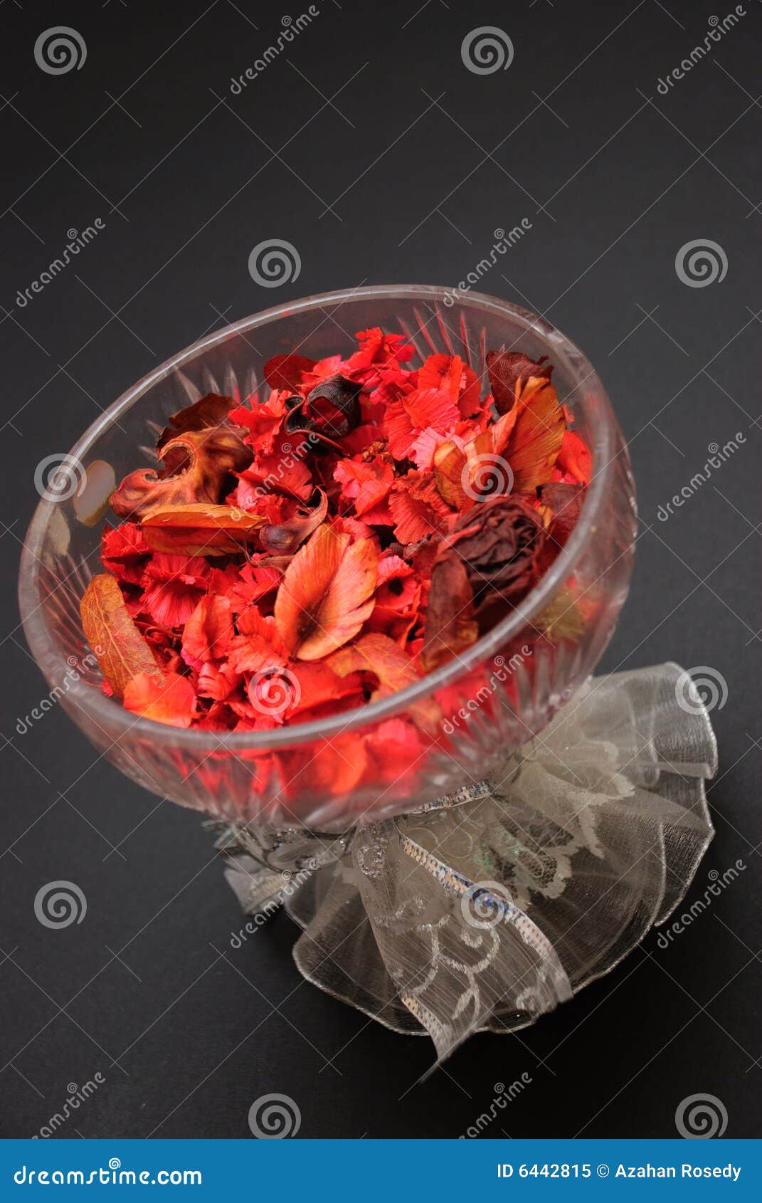 Red Potpourri in Crystal Bowl Stock Image Image of smell, crystal 6442815