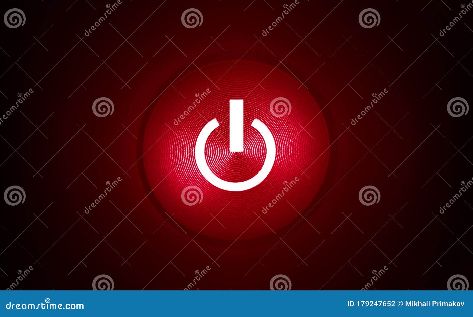 maksimum modul bestemt Red Power Button with Red Light in the Dark, Black Background Stock Photo -  Image of push, electric: 179247652