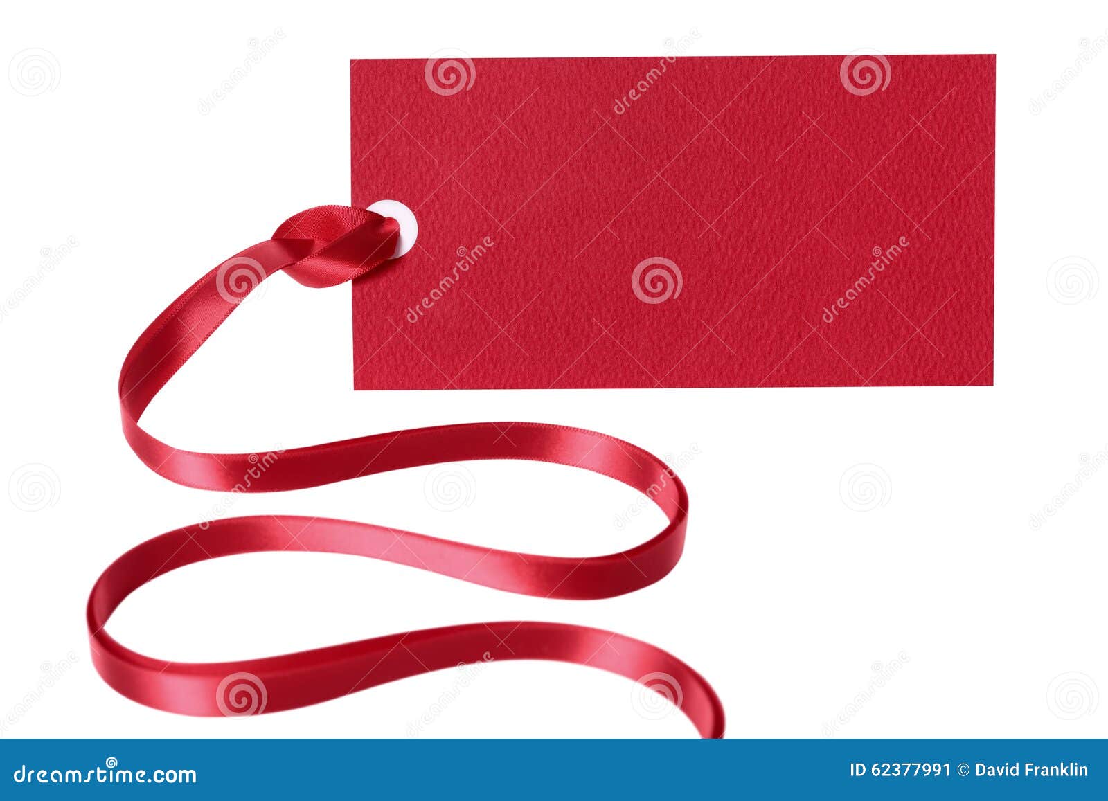 Red Price Tag Or Ticket With Ribbon Isolated On White Background Stock