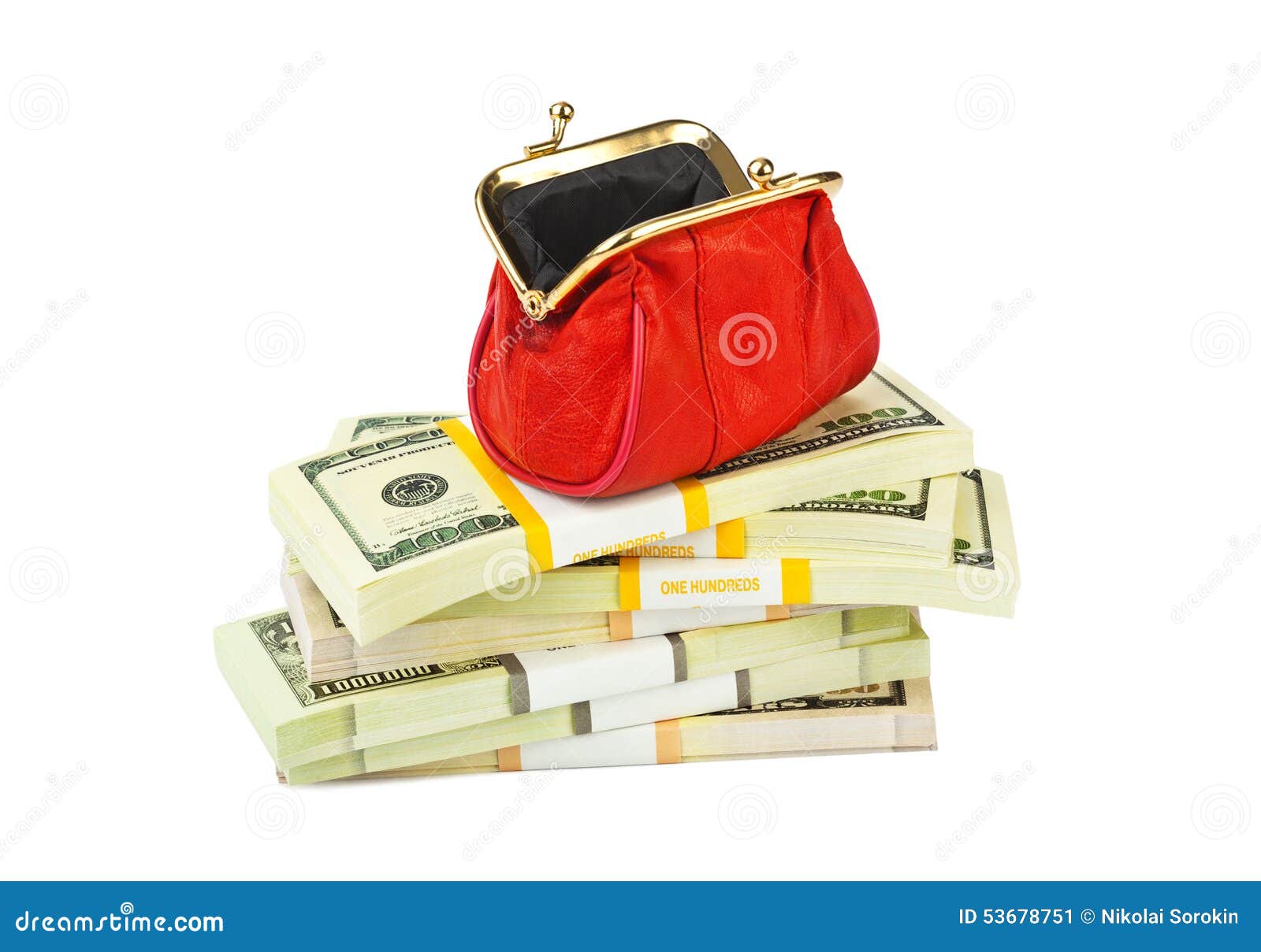 Red purse and money stock image. Image of paper, deposit - 53678751