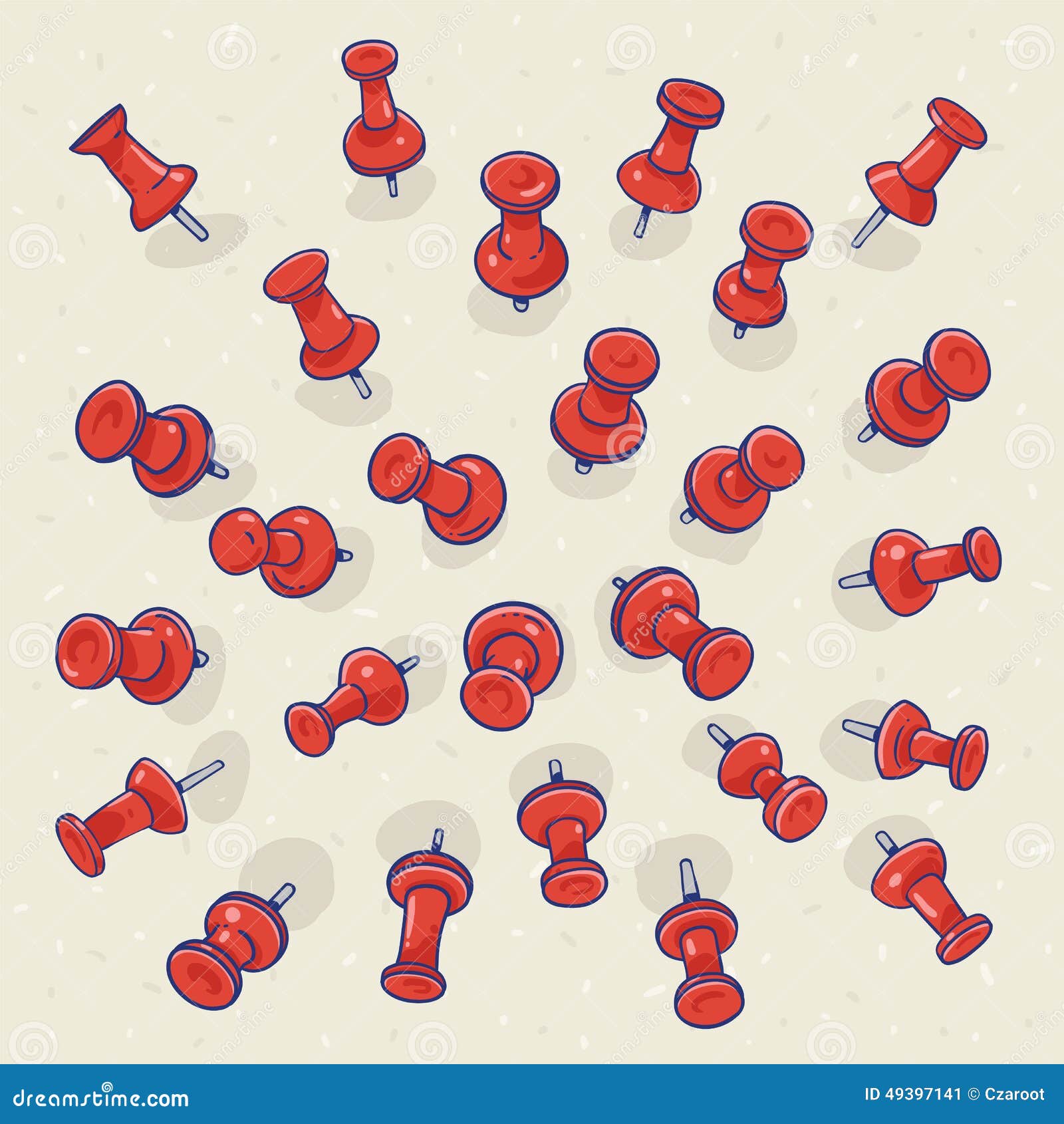 Set Of Push Pins Art Hadn Drawn Line Art Cute Illustration