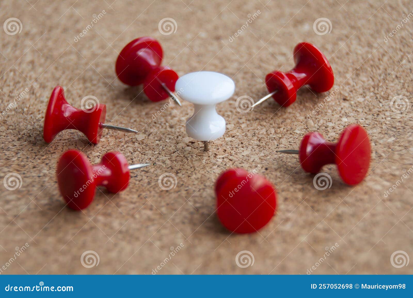 Red Push Pins Targeting on White Push Pin. Harassment and