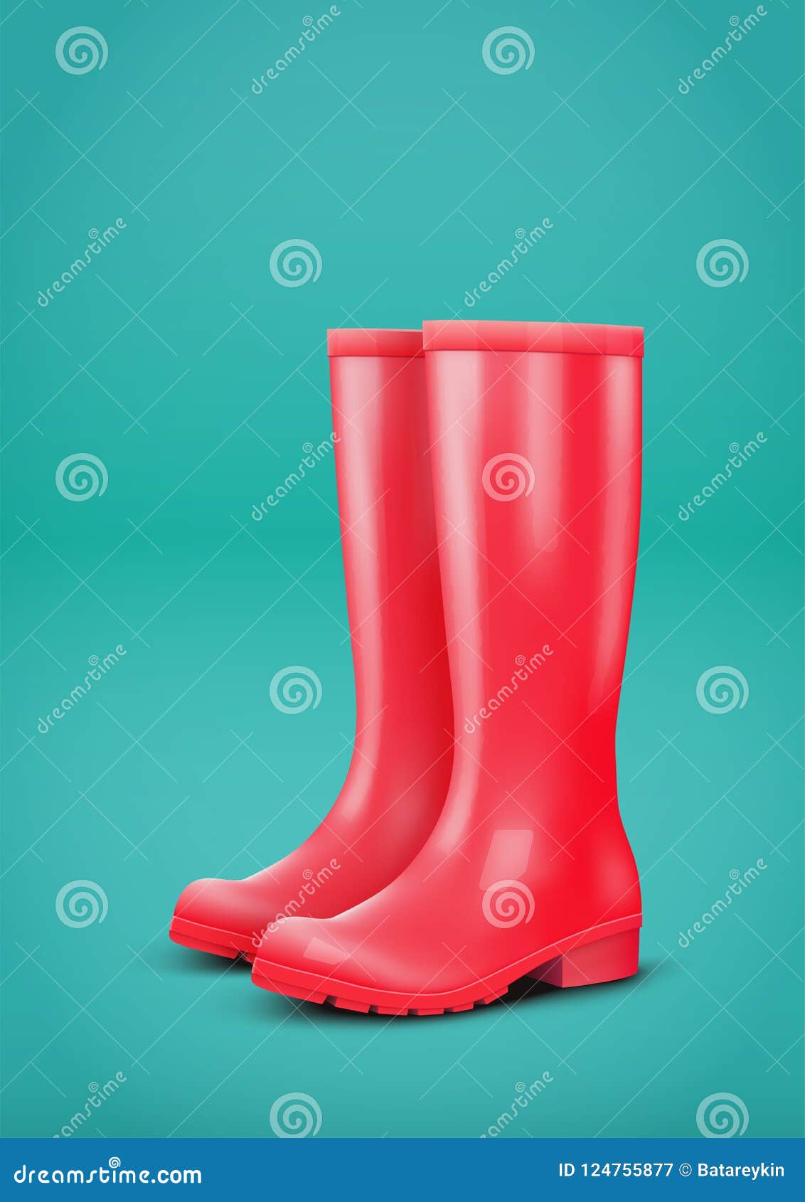 Red rain boots stock vector. Illustration of gardening - 124755877