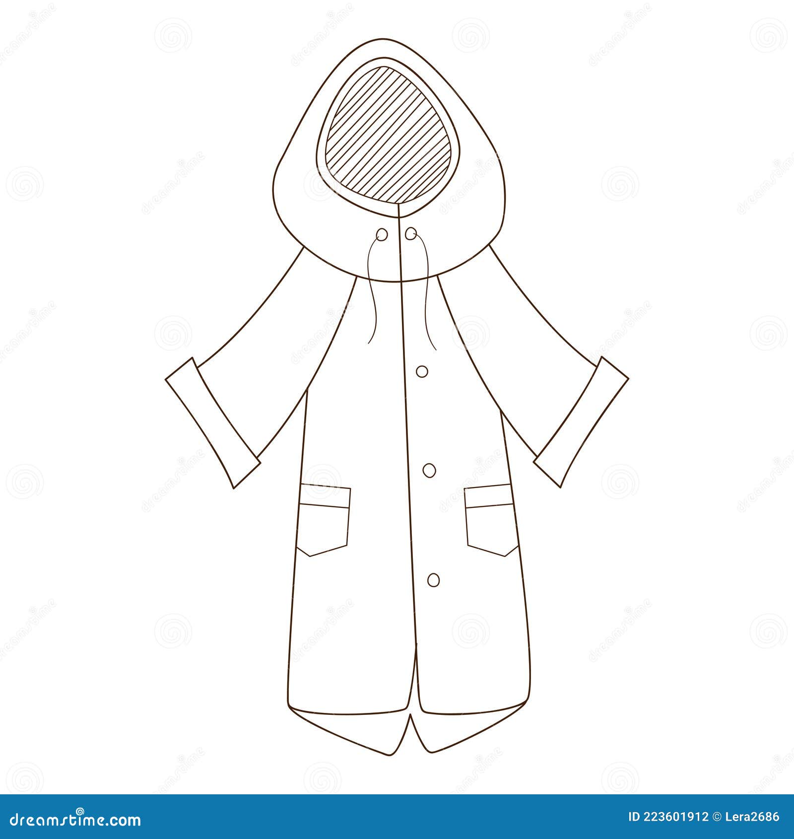 A Red Raincoat with a Hood. Autumn Outerwear. Design Element with ...