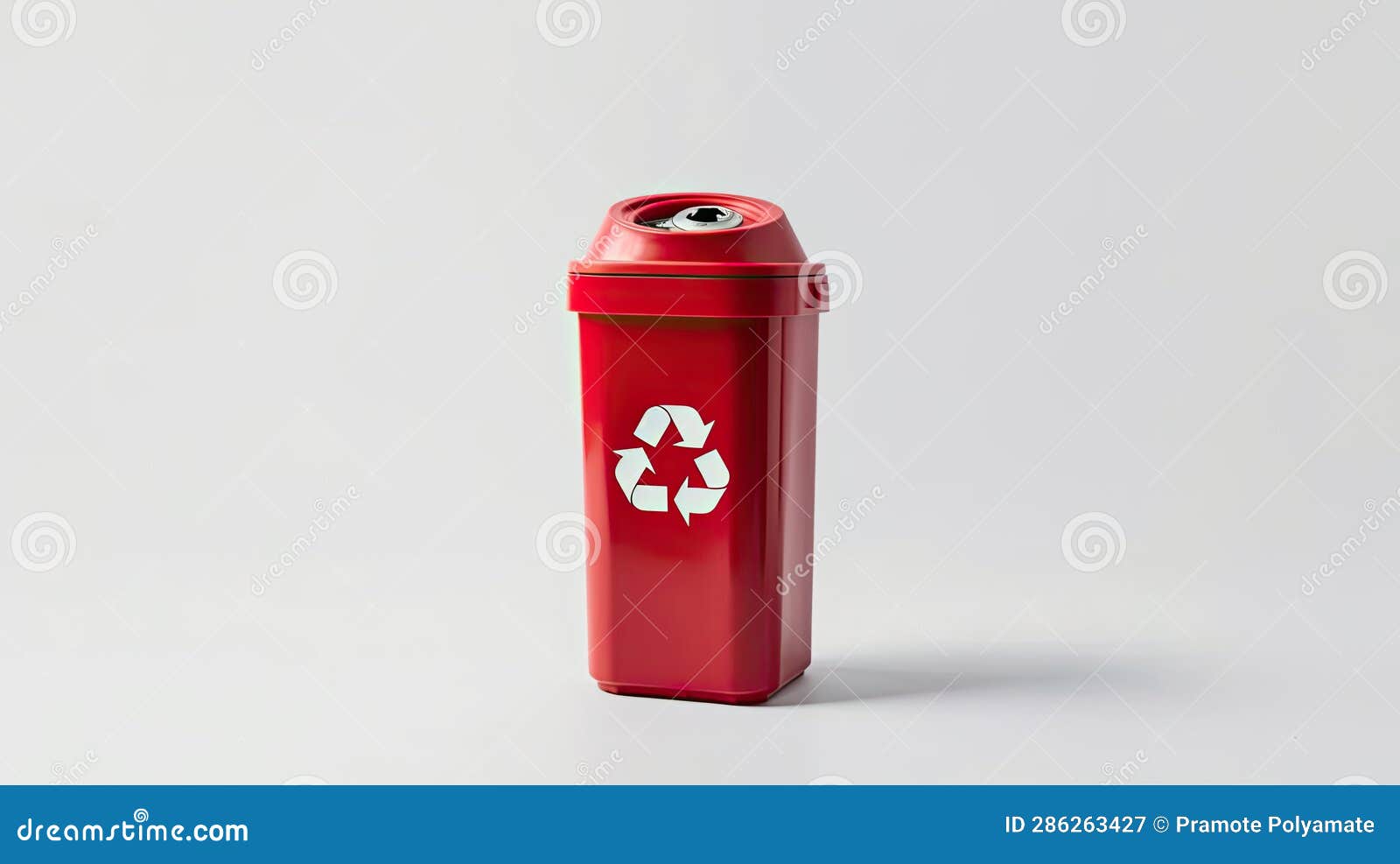 A Red Recycle Bin with Recycle Symbol Isolated on White Background