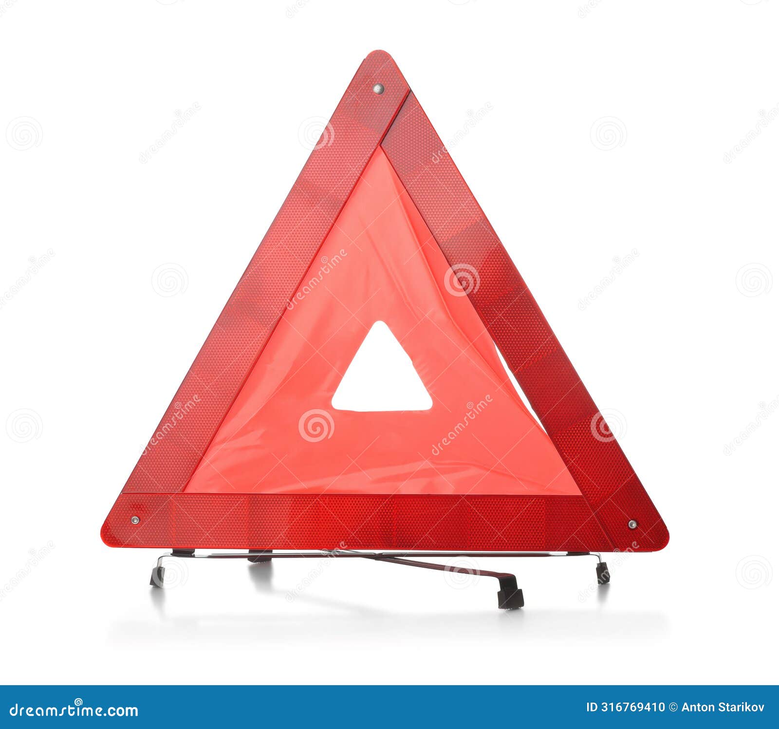 red reflective traffic warning triangle