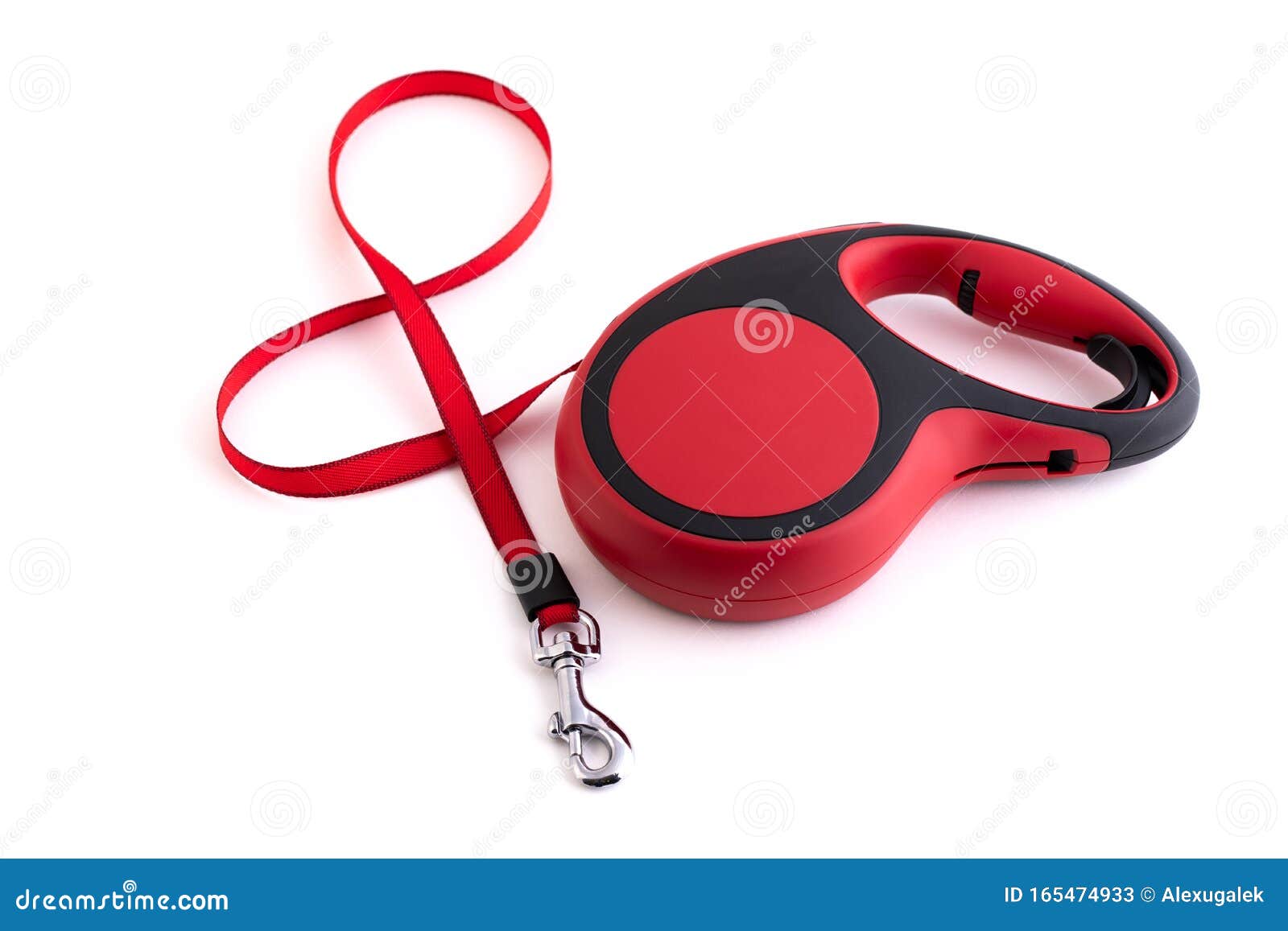 Red retractable dog leash stock image. Image of cord 165474933