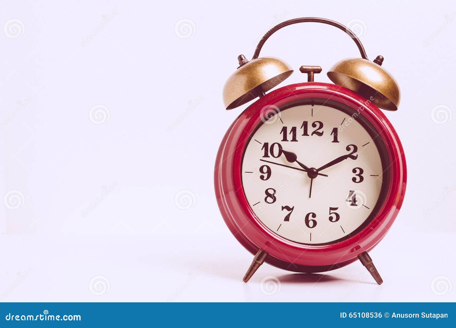 Red Retro Alarm Bell Clock in Vintage Tone Stock Photo Image of ring, classic 65108536