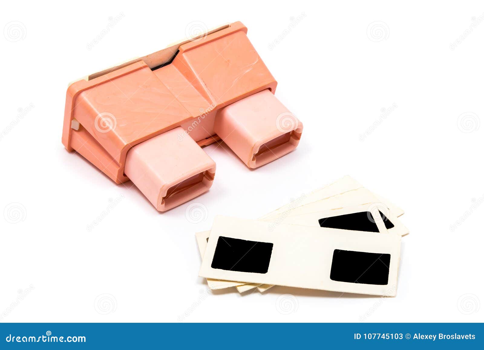 red retro stereoscope on white background