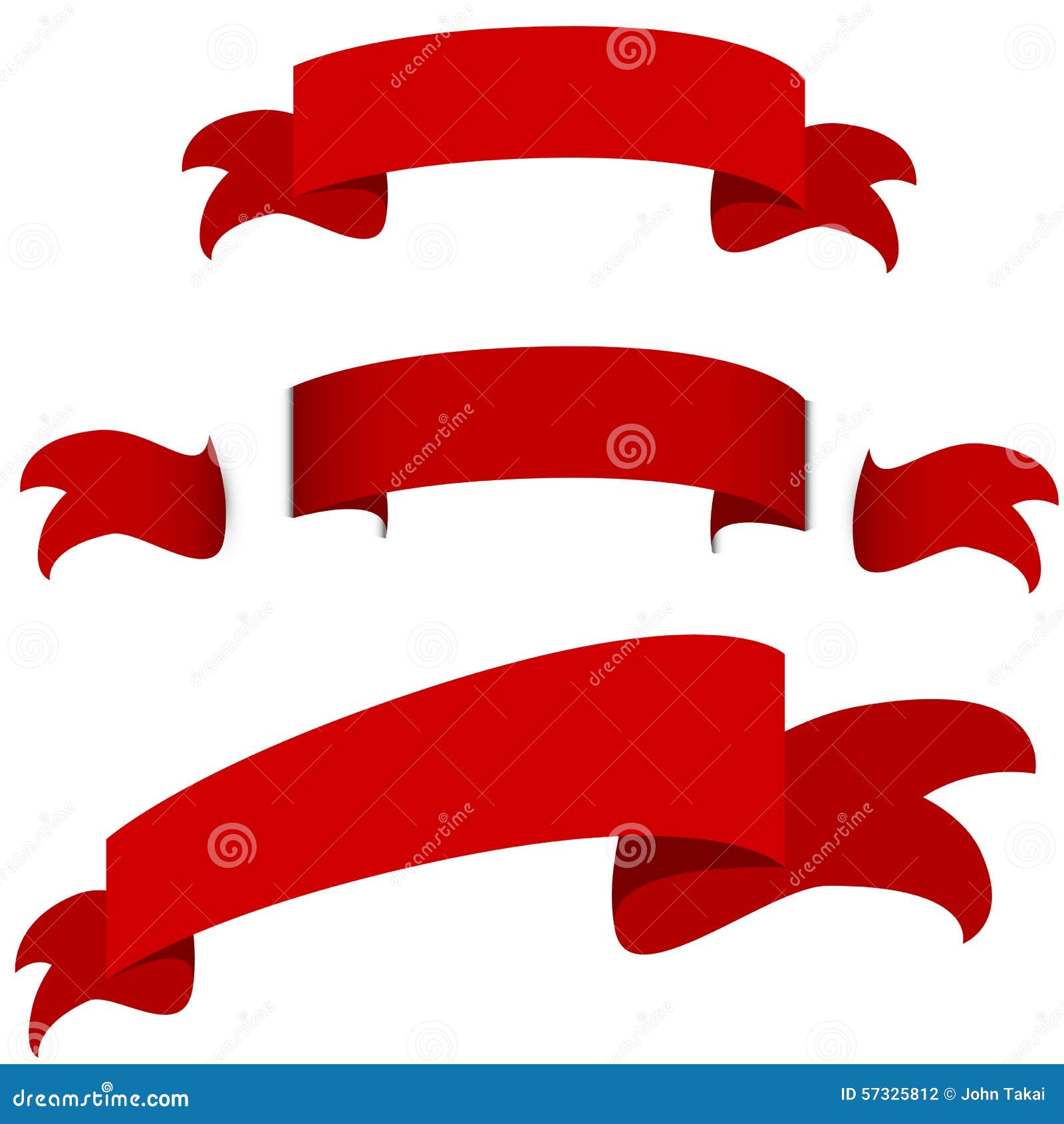 red ribbon banner icon set