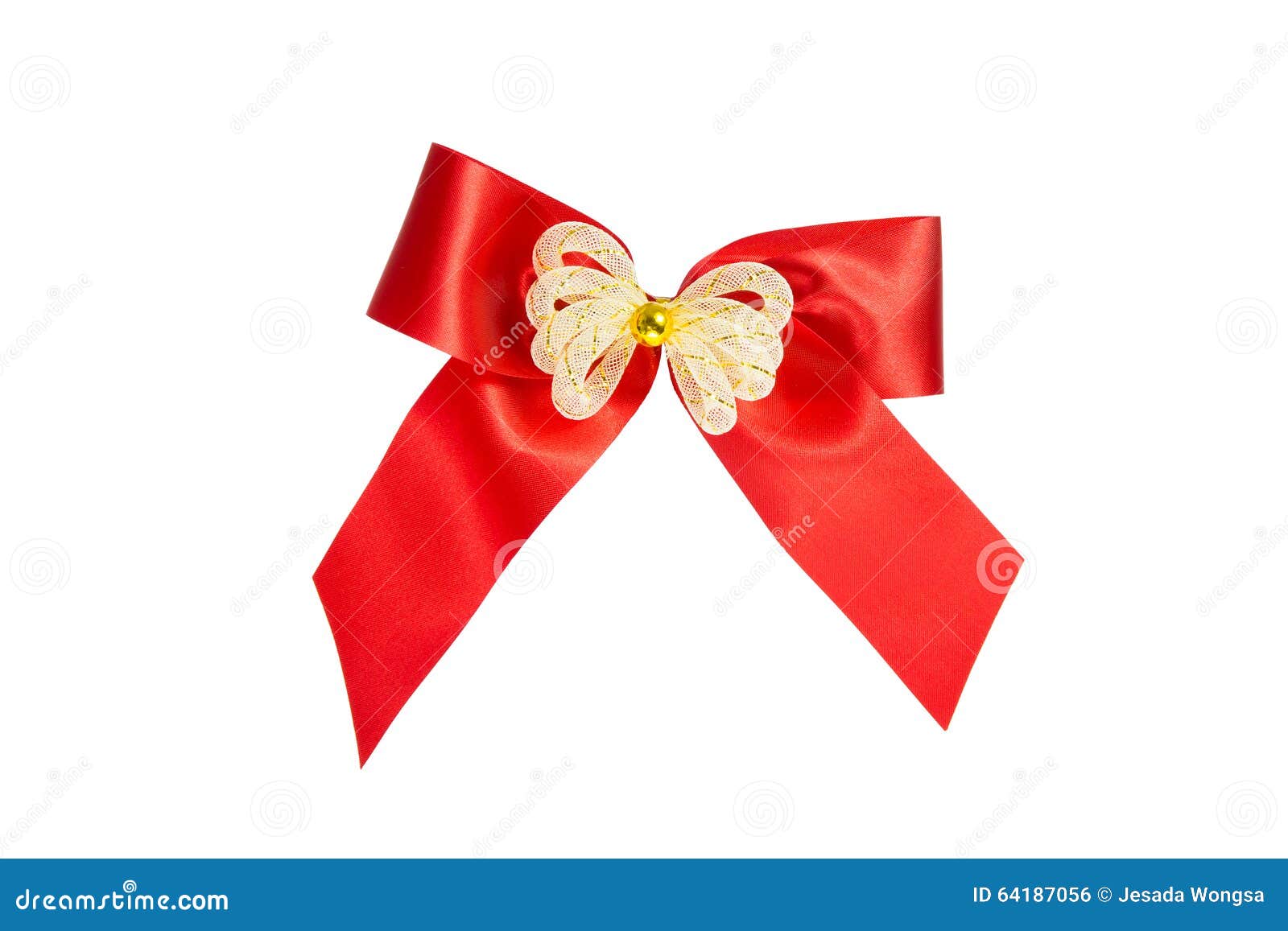 Red Ribbon Bow Gift Wrap with Clipping Path Stock Photo Image of