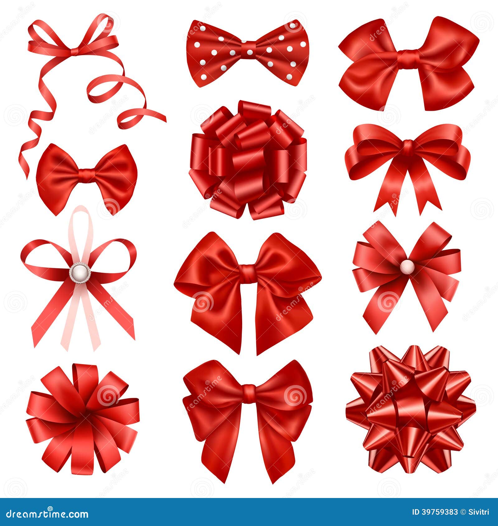 Premium Vector  A set of pink bows with different colors