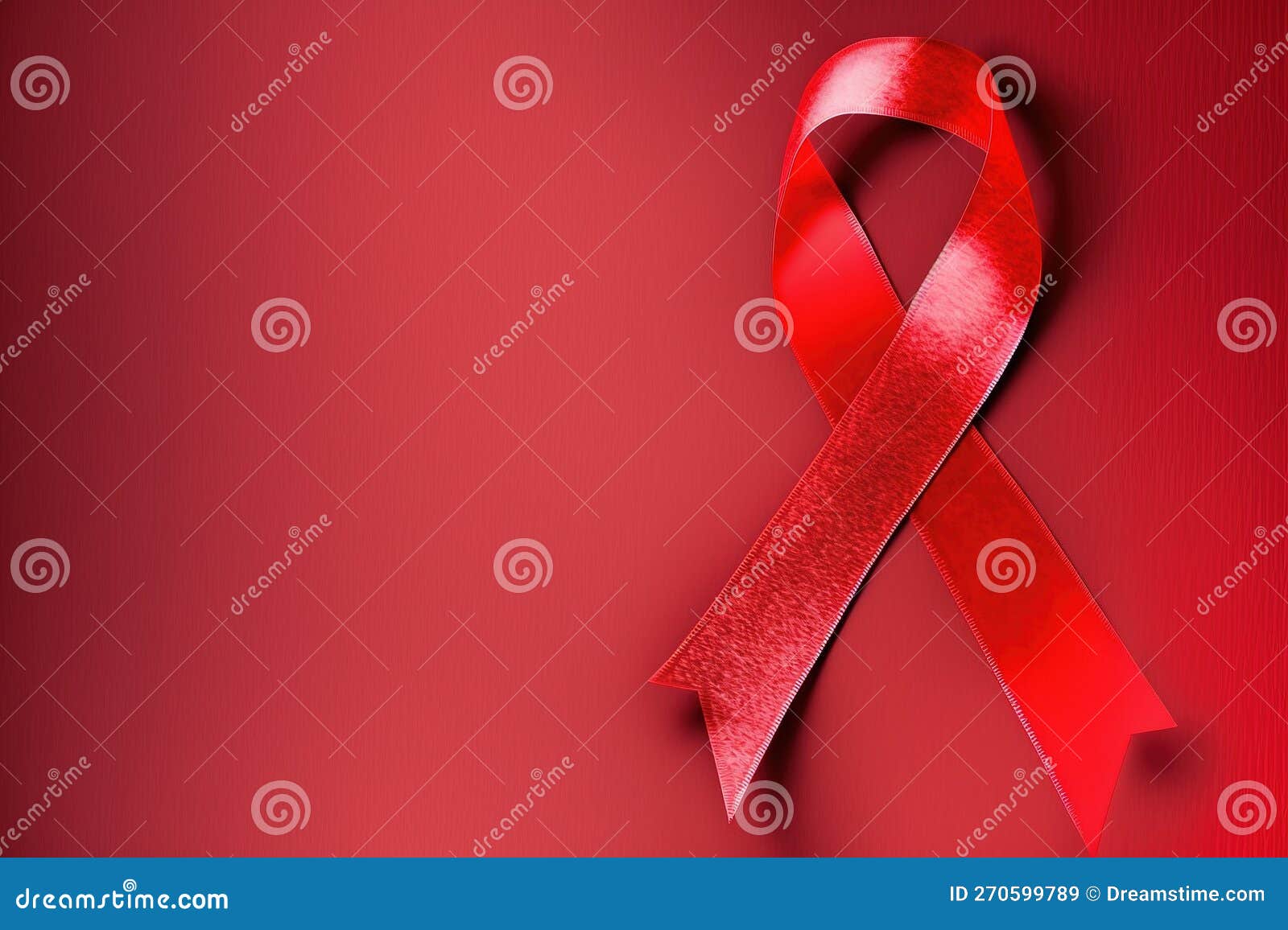 Red Ribbon with Negative Space for Copy, International AIDS Day Stock