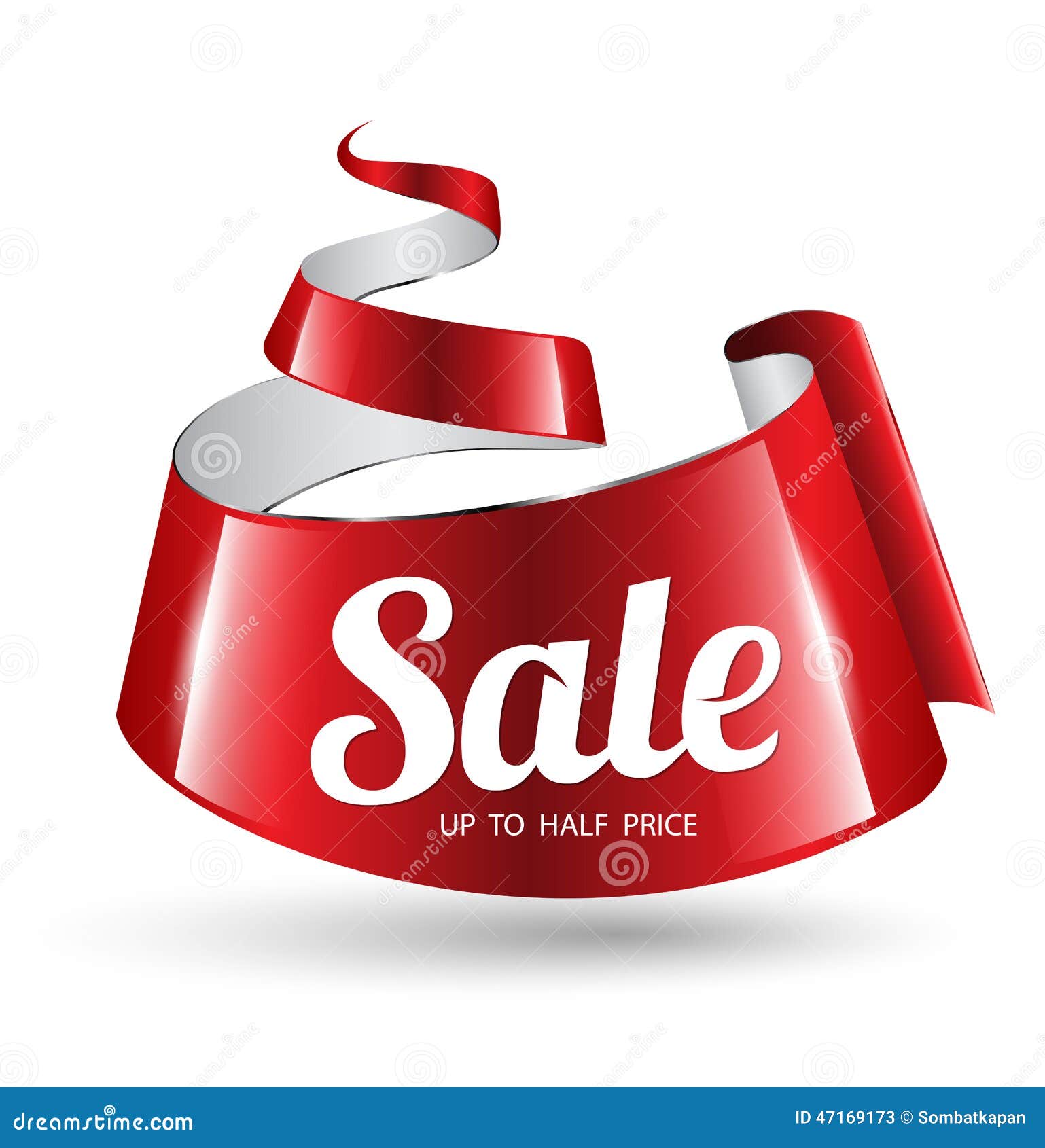 Red ribbon sale banner. stock vector. Illustration of flowing 47169173