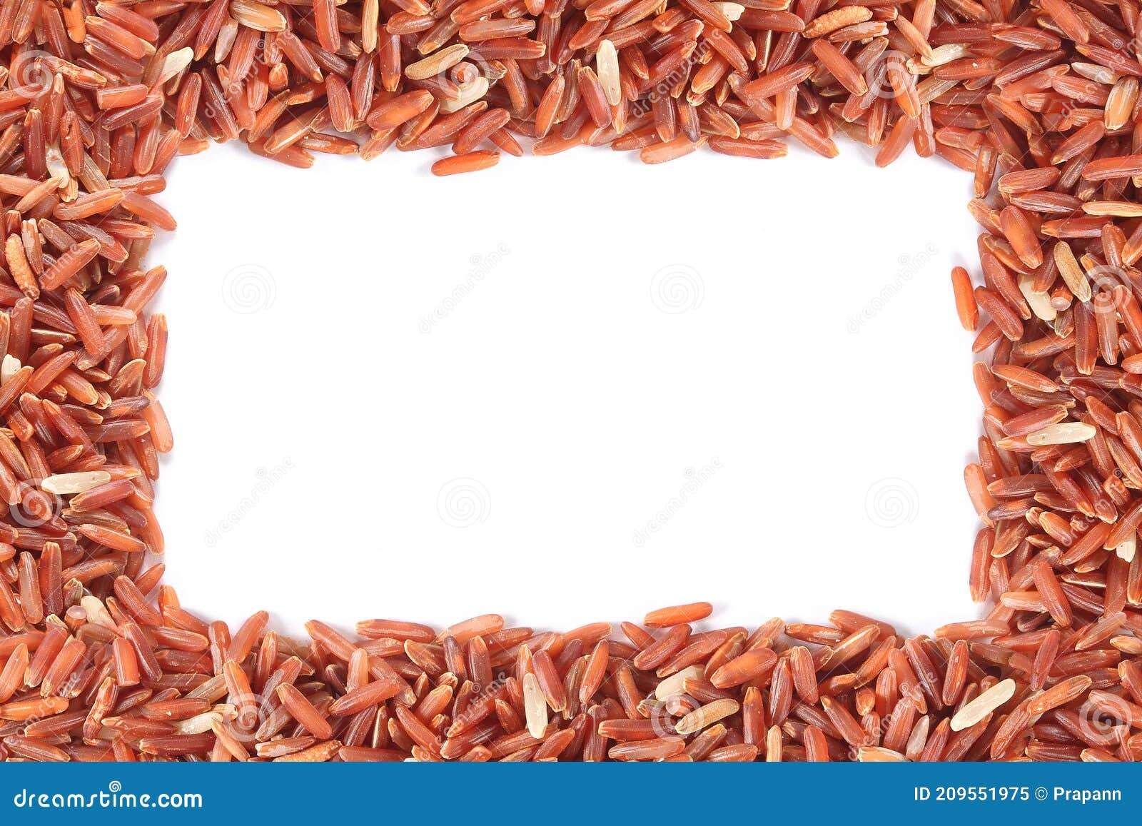Red Rice Frame on White Background Stock Image Image of handful, asia