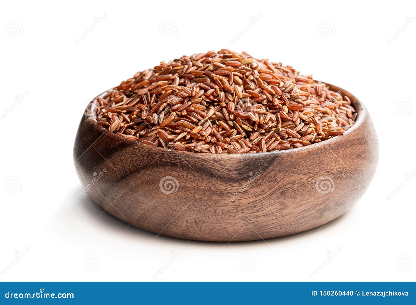 Red Rice in Wooden Bowl Isolated on White Stock Photo Image of