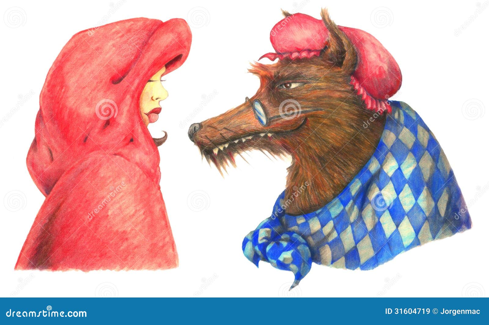 Red Riding Hood And The Big Bad Wolf Stock Illustration - Illustration Of  Pencil, Risk: 31604719