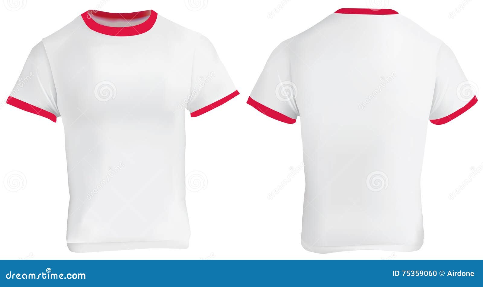 red t shirt with white collar