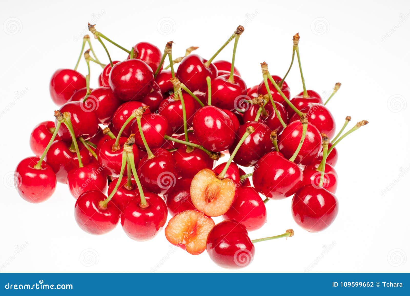 Red Ripe Cherries Stock Photo Image Of Fruity Leaf 109599662