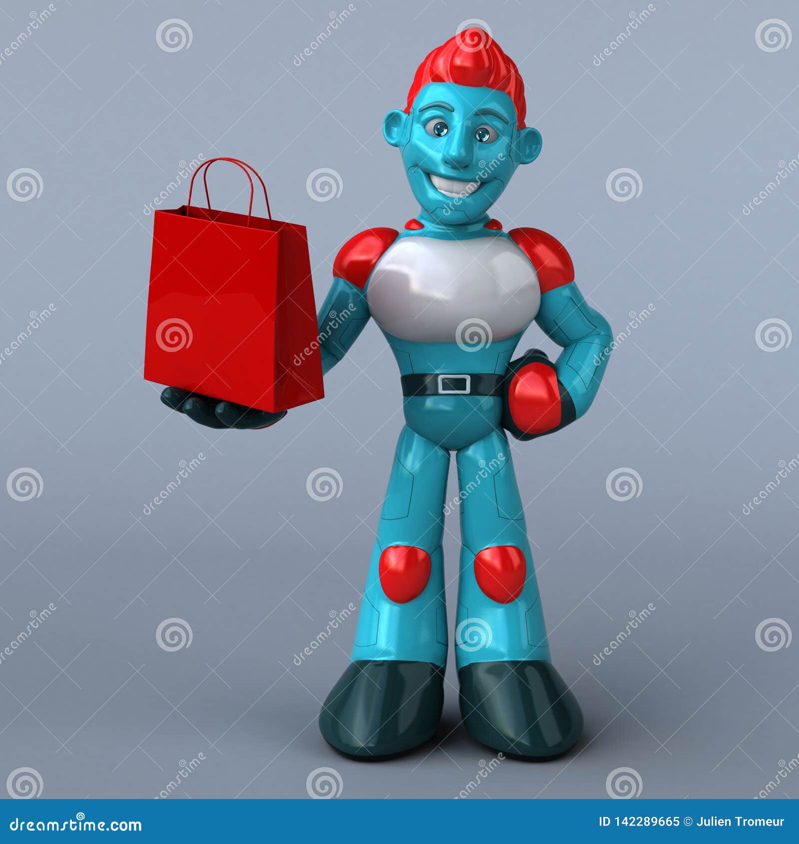 Red Robot 3D Illustration Stock Illustration Illustration of
