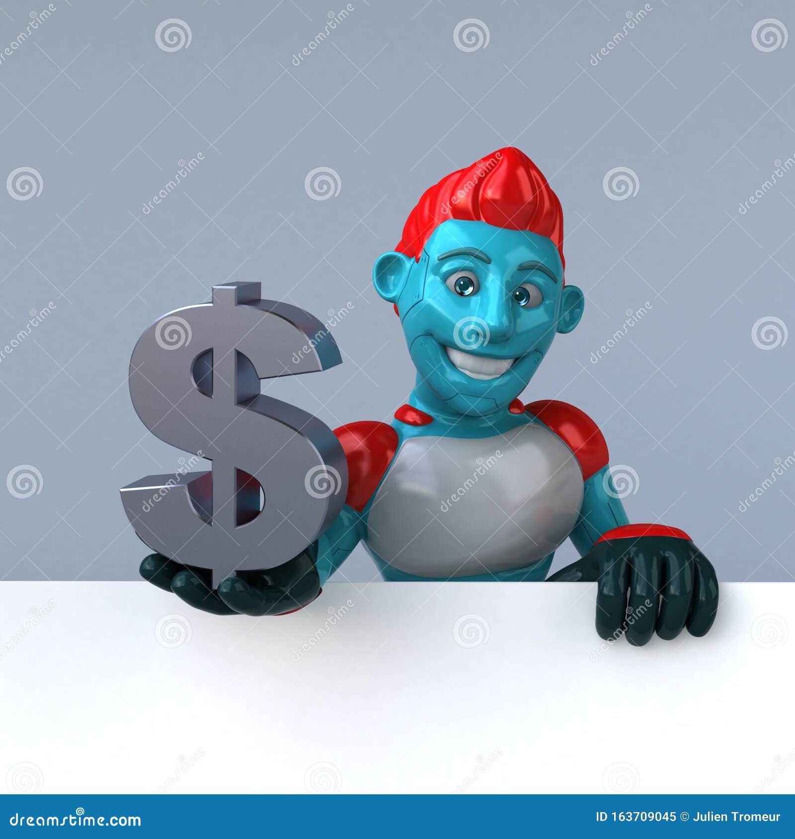 Red Robot 3D Illustration Stock Illustration Illustration of modern