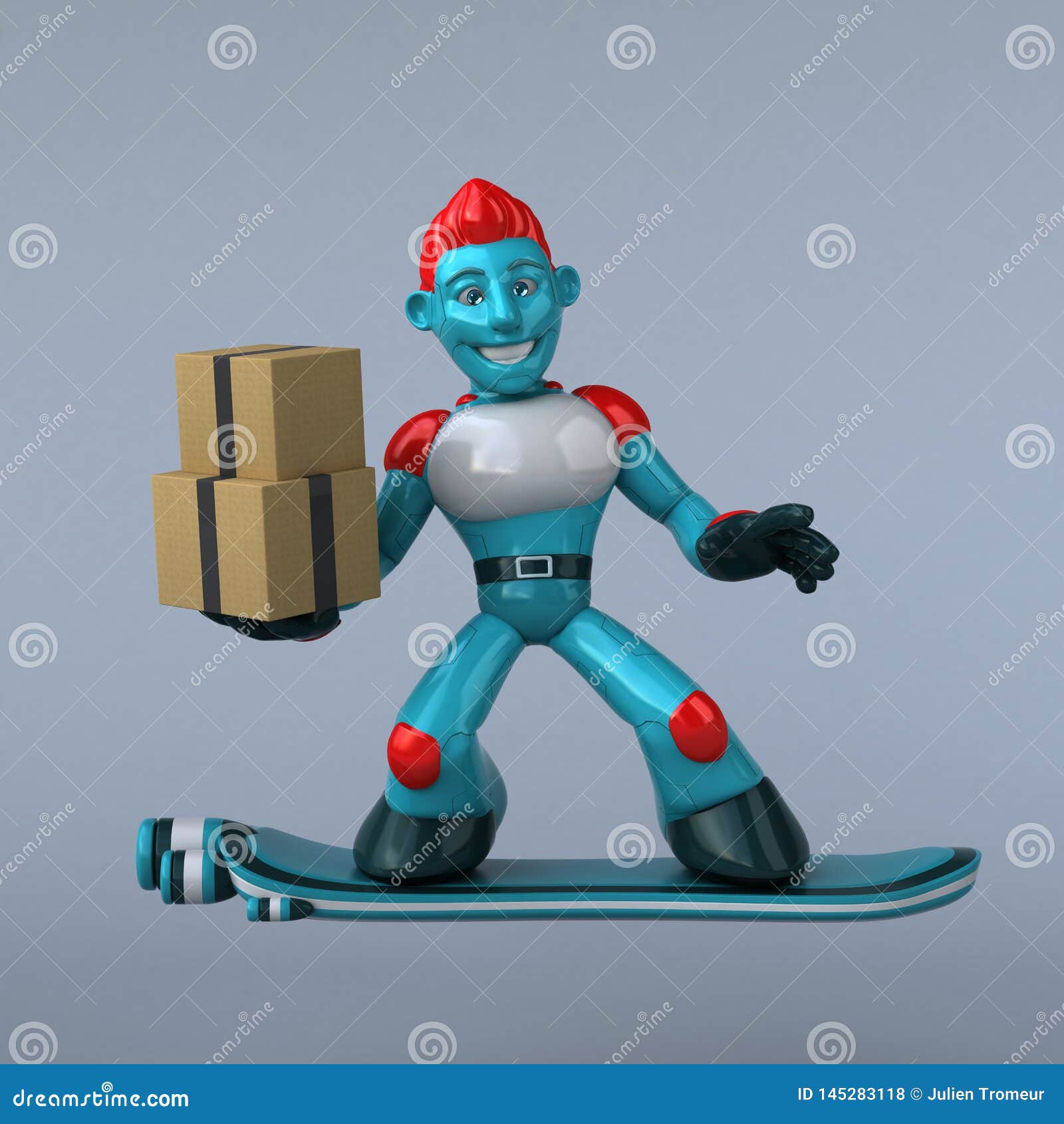 Red Robot 3D Illustration Stock Illustration Illustration of