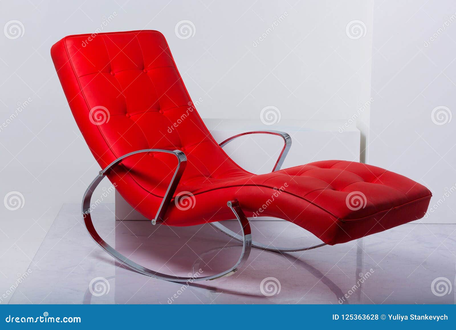 Red Rocking Armchair in the Studio Stock Photo - Image of chair, white