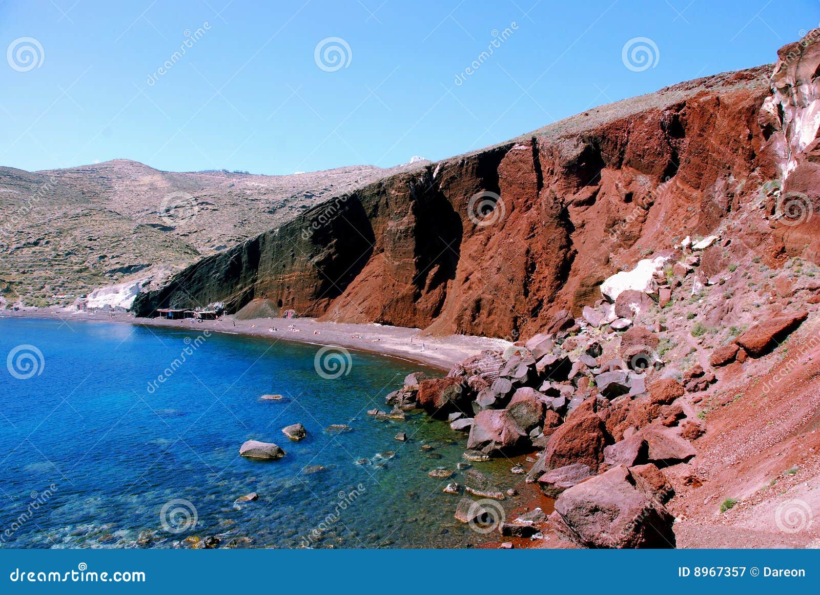 red rocks, beach - santorini island, greece