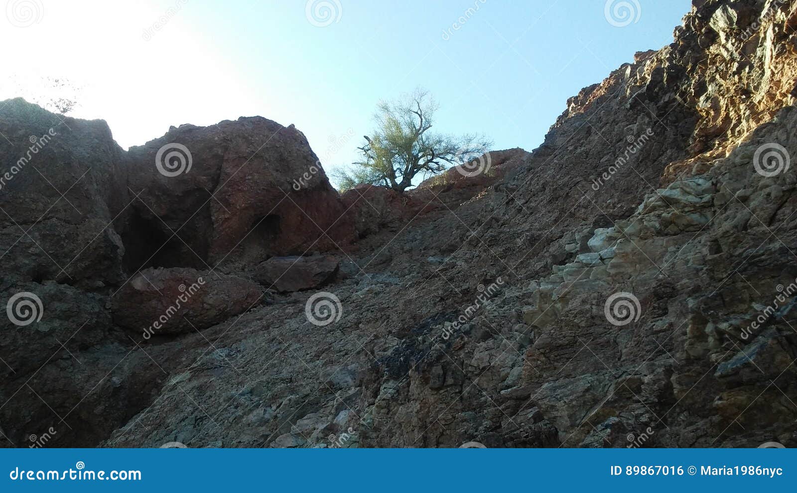 Red Rocks in Desert in Phoenix, Arizona in Spring. Stock Photo Image