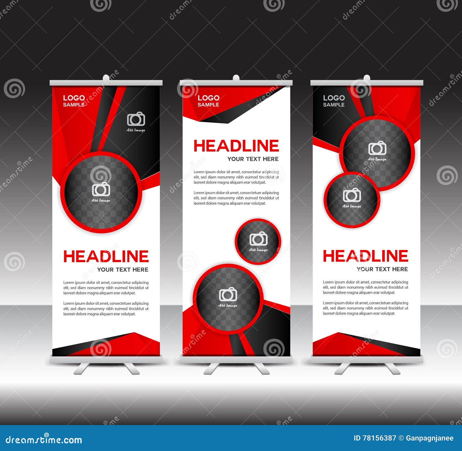 Red Roll Up Banner Template Stand Template Stand Design Banner Design Pull Up Advertisement Display Design Vector Stock Vector Illustration Of Profile Design