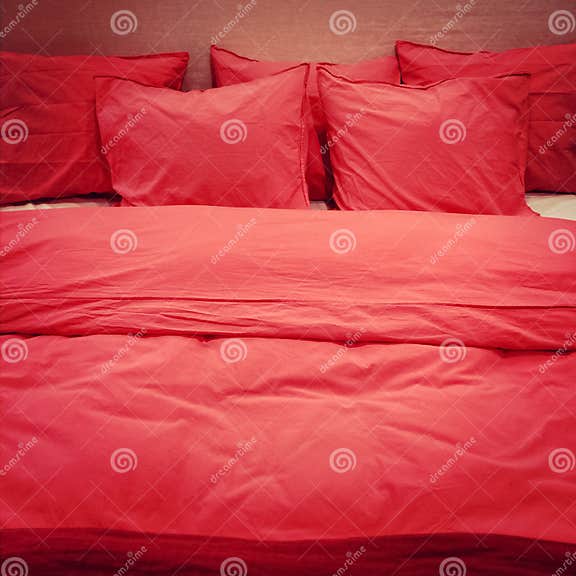 Red romantic bed linen stock photo. Image of comfort 45170796